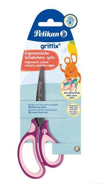 Pelikan griffix® Schulschere spitz für Rechtshänder,  Sweetberry